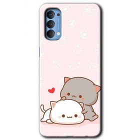 Oppo Reno 4 Kedi Aşkı Baskılı Uyumlu Silikon Kılıf