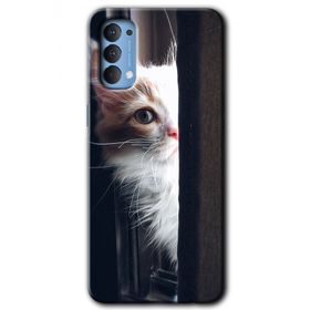 Oppo Reno 4 Kedi Bakışı Baskılı Uyumlu Silikon Kılıf