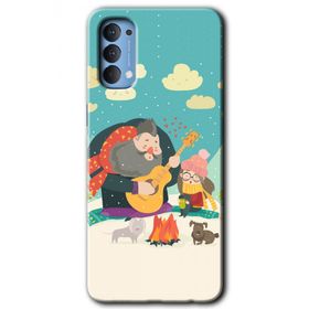 Oppo Reno 4 Kış Pikniği Baskılı Uyumlu Silikon Kılıf