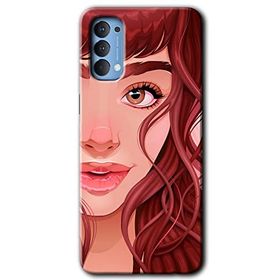 Oppo Reno 4 Kızıl Kız Baskılı Uyumlu Silikon Kılıf