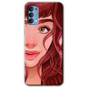 Oppo Reno 4 Kızıl Kız Baskılı Uyumlu Silikon Kılıf