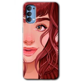 Oppo Reno 4 Kızıl Kız Baskılı Uyumlu Silikon Kılıf