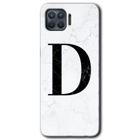 Oppo Reno 4 Lite Beyaz Mermer Desenli D Harfi Baskılı Uyumlu Silikon Kılıf