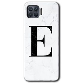 Oppo Reno 4 Lite Beyaz Mermer Desenli E Harfi Baskılı Uyumlu Silikon Kılıf