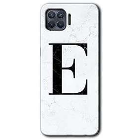 Oppo Reno 4 Lite Beyaz Mermer Desenli E Harfi Baskılı Uyumlu Silikon Kılıf