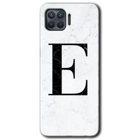 Oppo Reno 4 Lite Beyaz Mermer Desenli E Harfi Baskılı Uyumlu Silikon Kılıf