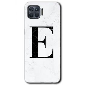 Oppo Reno 4 Lite Beyaz Mermer Desenli E Harfi Baskılı Uyumlu Silikon Kılıf