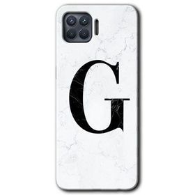 Oppo Reno 4 Lite Beyaz Mermer Desenli G Harfi Baskılı Uyumlu Silikon Kılıf