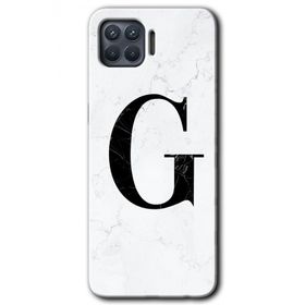 Oppo Reno 4 Lite Beyaz Mermer Desenli G Harfi Baskılı Uyumlu Silikon Kılıf