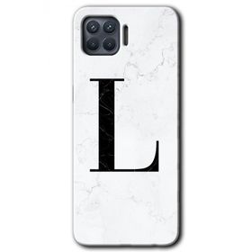 Oppo Reno 4 Lite Beyaz Mermer Desenli L Harfi Baskılı Uyumlu Silikon Kılıf