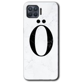 Oppo Reno 4 Lite Beyaz Mermer Desenli O Harfi Baskılı Uyumlu Silikon Kılıf