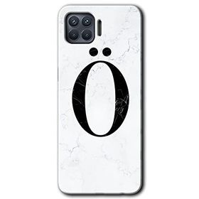 Oppo Reno 4 Lite Beyaz Mermer Desenli O Harfi Baskılı Uyumlu Silikon Kılıf