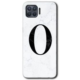 Oppo Reno 4 Lite Beyaz Mermer Desenli O Harfi Baskılı Uyumlu Silikon Kılıf