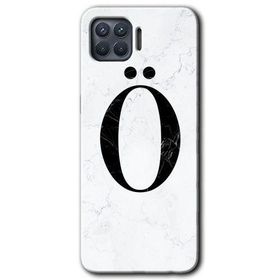 Oppo Reno 4 Lite Beyaz Mermer Desenli O Harfi Baskılı Uyumlu Silikon Kılıf
