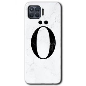 Oppo Reno 4 Lite Beyaz Mermer Desenli O Harfi Baskılı Uyumlu Silikon Kılıf