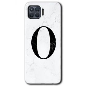 Oppo Reno 4 Lite Beyaz Mermer Desenli O Harfi Baskılı Uyumlu Silikon Kılıf