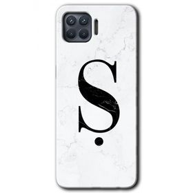 Oppo Reno 4 Lite Beyaz Mermer Desenli Ş Harfi Baskılı Uyumlu Silikon Kılıf