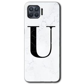 Oppo Reno 4 Lite Beyaz Mermer Desenli Ü Harfi Baskılı Uyumlu Silikon Kılıf