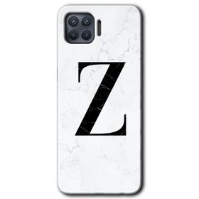 Oppo Reno 4 Lite Beyaz Mermer Desenli Z Harfi Baskılı Uyumlu Silikon Kılıf