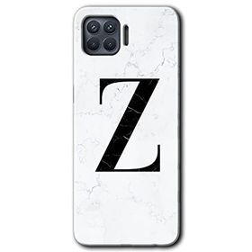 Oppo Reno 4 Lite Beyaz Mermer Desenli Z Harfi Baskılı Uyumlu Silikon Kılıf