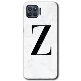 Oppo Reno 4 Lite Beyaz Mermer Desenli Z Harfi Baskılı Uyumlu Silikon Kılıf