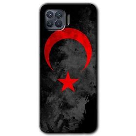 Oppo Reno 4 Lite Black Ayyıldız Baskılı Uyumlu Silikon Kılıf