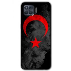 Oppo Reno 4 Lite Black Ayyıldız Baskılı Uyumlu Silikon Kılıf