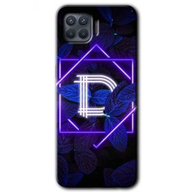 Oppo Reno 4 Lite Dark Neon Yaprak D Harfi Baskılı Uyumlu Silikon Kılıf