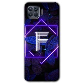 Oppo Reno 4 Lite Dark Neon Yaprak F Harfi Baskılı Uyumlu Silikon Kılıf
