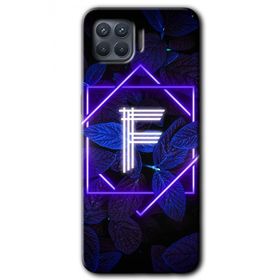 Oppo Reno 4 Lite Dark Neon Yaprak F Harfi Baskılı Uyumlu Silikon Kılıf