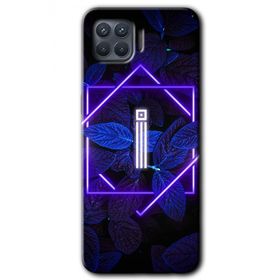Oppo Reno 4 Lite Dark Neon Yaprak I Harfi Baskılı Uyumlu Silikon Kılıf
