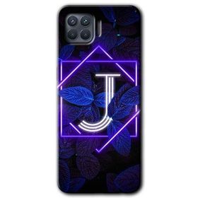 Oppo Reno 4 Lite Dark Neon Yaprak J Harfi Baskılı Uyumlu Silikon Kılıf