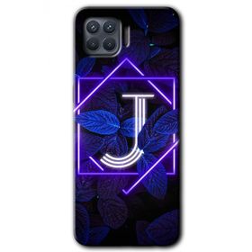Oppo Reno 4 Lite Dark Neon Yaprak J Harfi Baskılı Uyumlu Silikon Kılıf