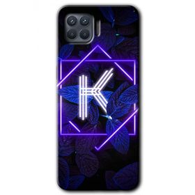 Oppo Reno 4 Lite Dark Neon Yaprak K Harfi Baskılı Uyumlu Silikon Kılıf