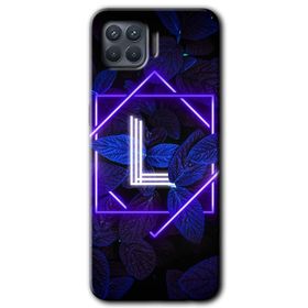 Oppo Reno 4 Lite Dark Neon Yaprak L Harfi Baskılı Uyumlu Silikon Kılıf