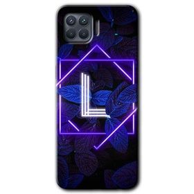 Oppo Reno 4 Lite Dark Neon Yaprak L Harfi Baskılı Uyumlu Silikon Kılıf