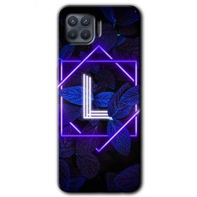Oppo Reno 4 Lite Dark Neon Yaprak L Harfi Baskılı Uyumlu Silikon Kılıf