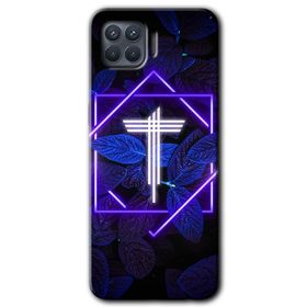 Oppo Reno 4 Lite Dark Neon Yaprak P Harfi Baskılı Uyumlu Silikon Kılıf