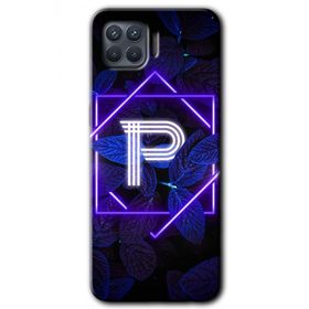 Oppo Reno 4 Lite Dark Neon Yaprak P Harfi Baskılı Uyumlu Silikon Kılıf