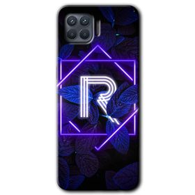 Oppo Reno 4 Lite Dark Neon Yaprak R Harfi Baskılı Uyumlu Silikon Kılıf
