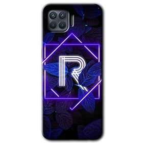 Oppo Reno 4 Lite Dark Neon Yaprak R Harfi Baskılı Uyumlu Silikon Kılıf
