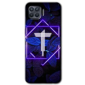 Oppo Reno 4 Lite Dark Neon Yaprak T Harfi Baskılı Uyumlu Silikon Kılıf