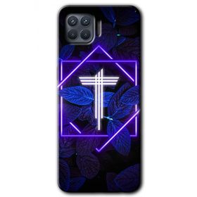 Oppo Reno 4 Lite Dark Neon Yaprak T Harfi Baskılı Uyumlu Silikon Kılıf