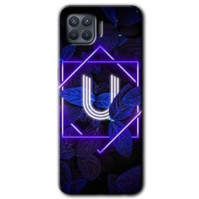 Oppo Reno 4 Lite Dark Neon Yaprak U Harfi Baskılı Uyumlu Silikon Kılıf
