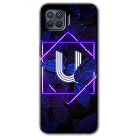 Oppo Reno 4 Lite Dark Neon Yaprak U Harfi Baskılı Uyumlu Silikon Kılıf