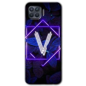 Oppo Reno 4 Lite Dark Neon Yaprak V Harfi Baskılı Uyumlu Silikon Kılıf
