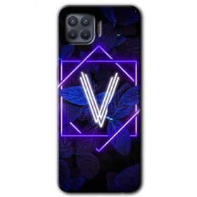 Oppo Reno 4 Lite Dark Neon Yaprak V Harfi Baskılı Uyumlu Silikon Kılıf