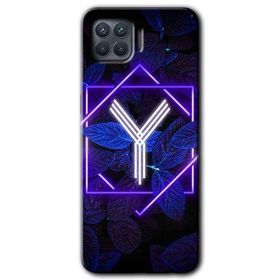 Oppo Reno 4 Lite Dark Neon Yaprak Y Harfi Baskılı Uyumlu Silikon Kılıf