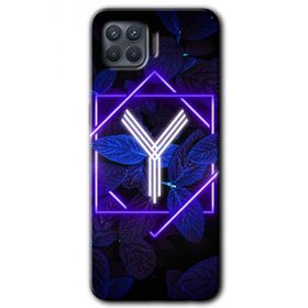 Oppo Reno 4 Lite Dark Neon Yaprak Y Harfi Baskılı Uyumlu Silikon Kılıf