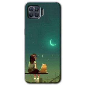 Oppo Reno 4 Lite Kedili Kız Baskılı Uyumlu Silikon Kılıf